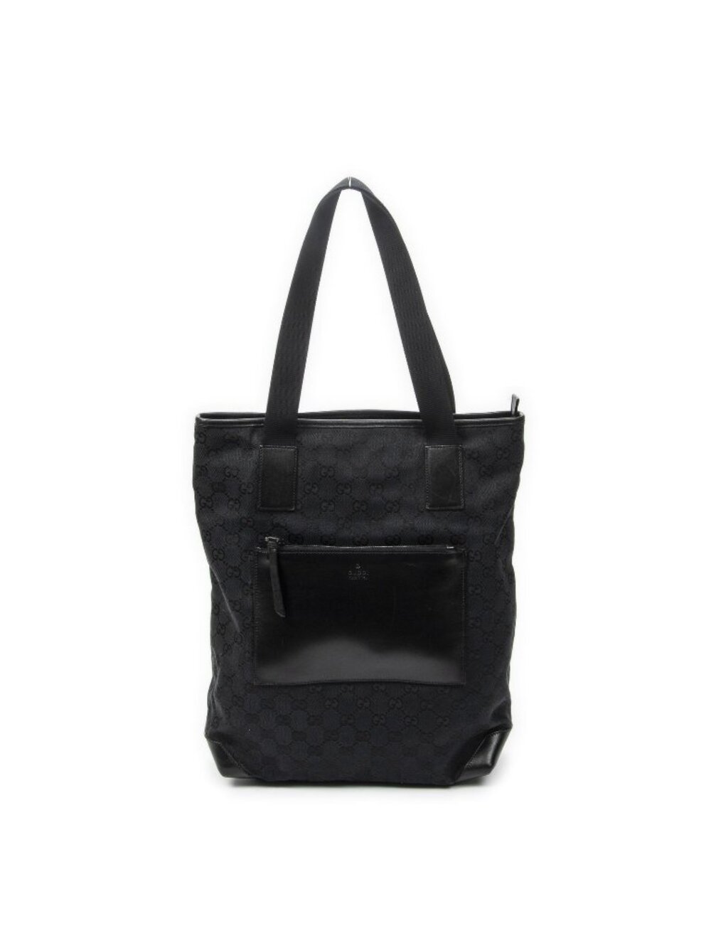 Gucci Front Pocket Zip Tote Black GG Canvas